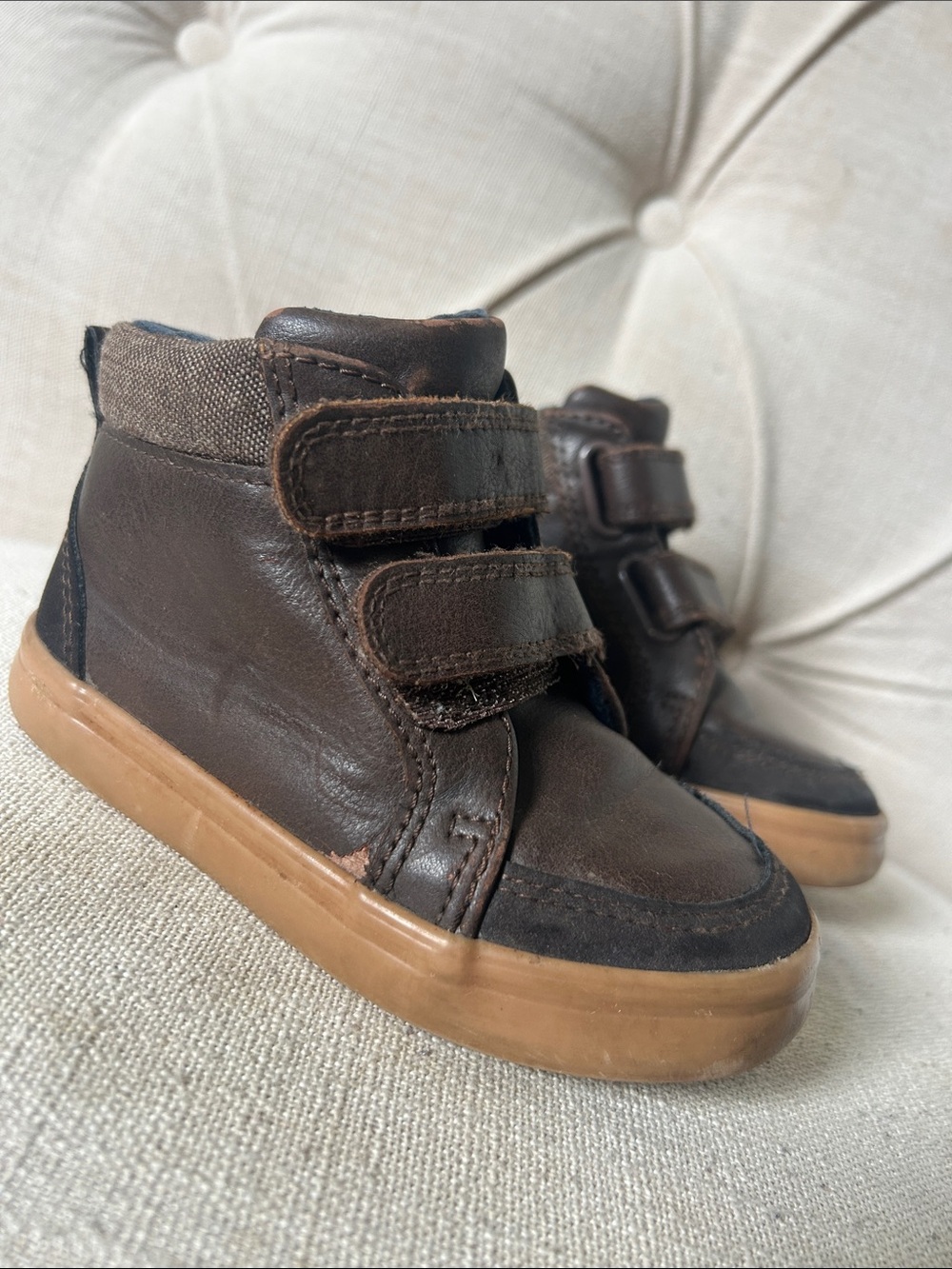 Toddler Brown High-Top Velcro Boots